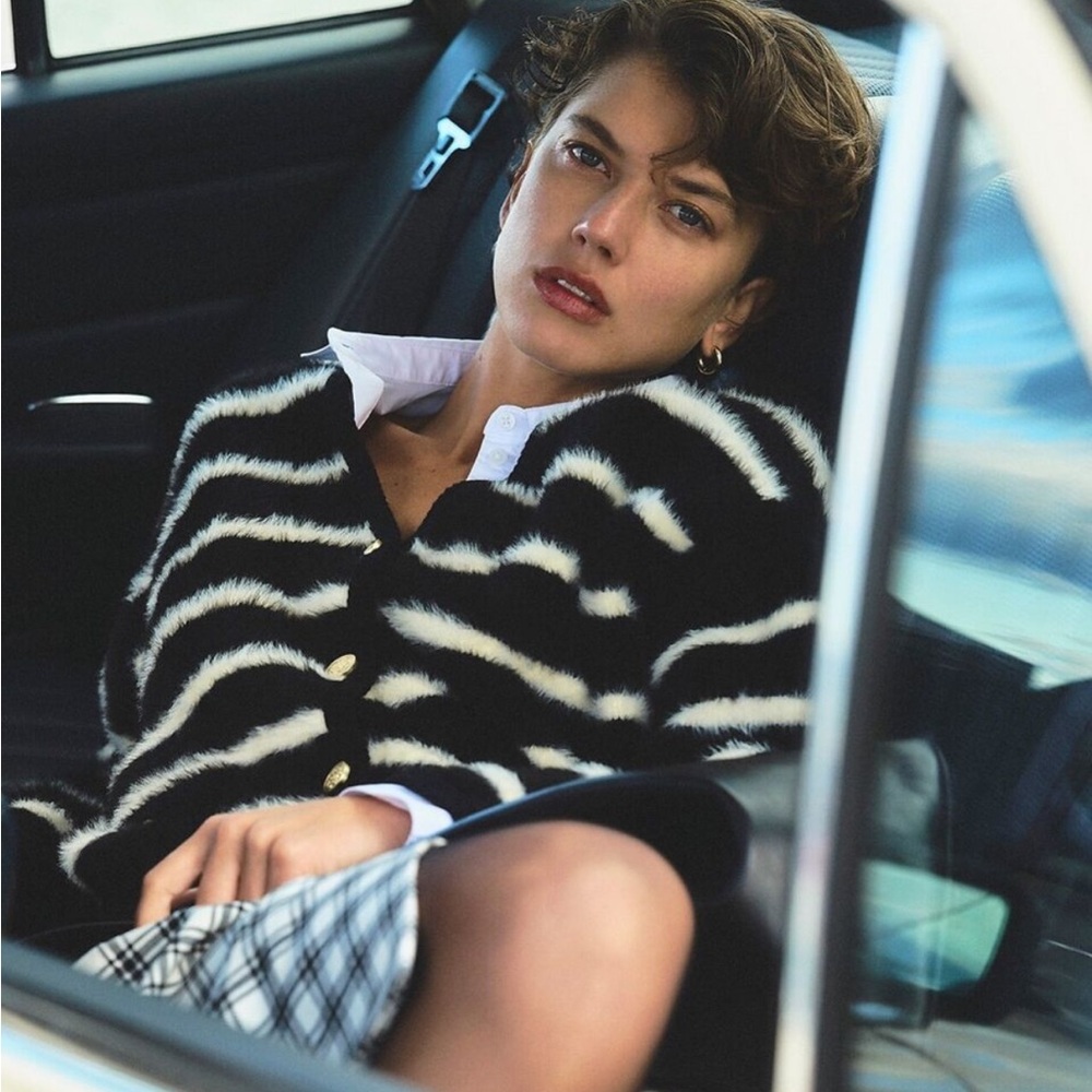 NWOT j. crew Sweater lady jacket in striped brushed yarn